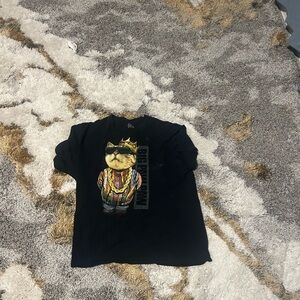 Black Graphic Cat Kids T-Shirt